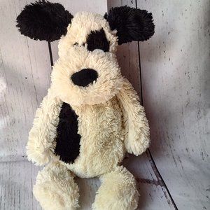 Jellycat London Bashful Black and Cream White Puppy Dog Medium 12" Super Soft